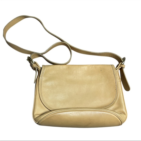 Vintage 90s Coach soho fletcher flap leather butter yellow crossbody bag 4150 - Picture 1 of 7